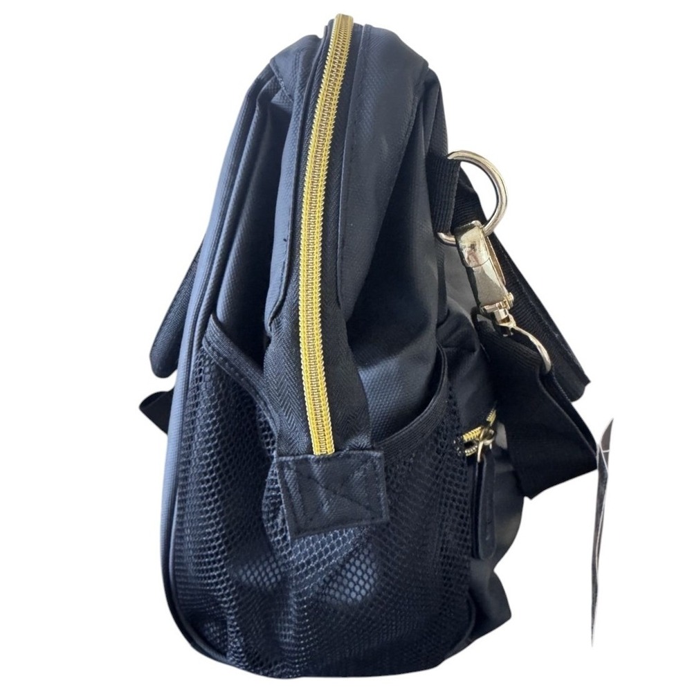 Kyreen Cooler Lunch Bag Unisex OS Black Nylon Crossbody Top Handle Gold Zip - Picture 4 of 13